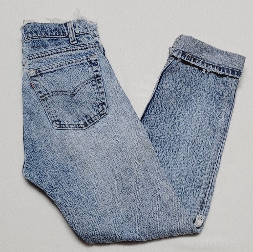80s Levi's Vintage Distressed Acid Wash Slim Fit High Waist Ribcage Denim Jeans - Picture 2 of 15